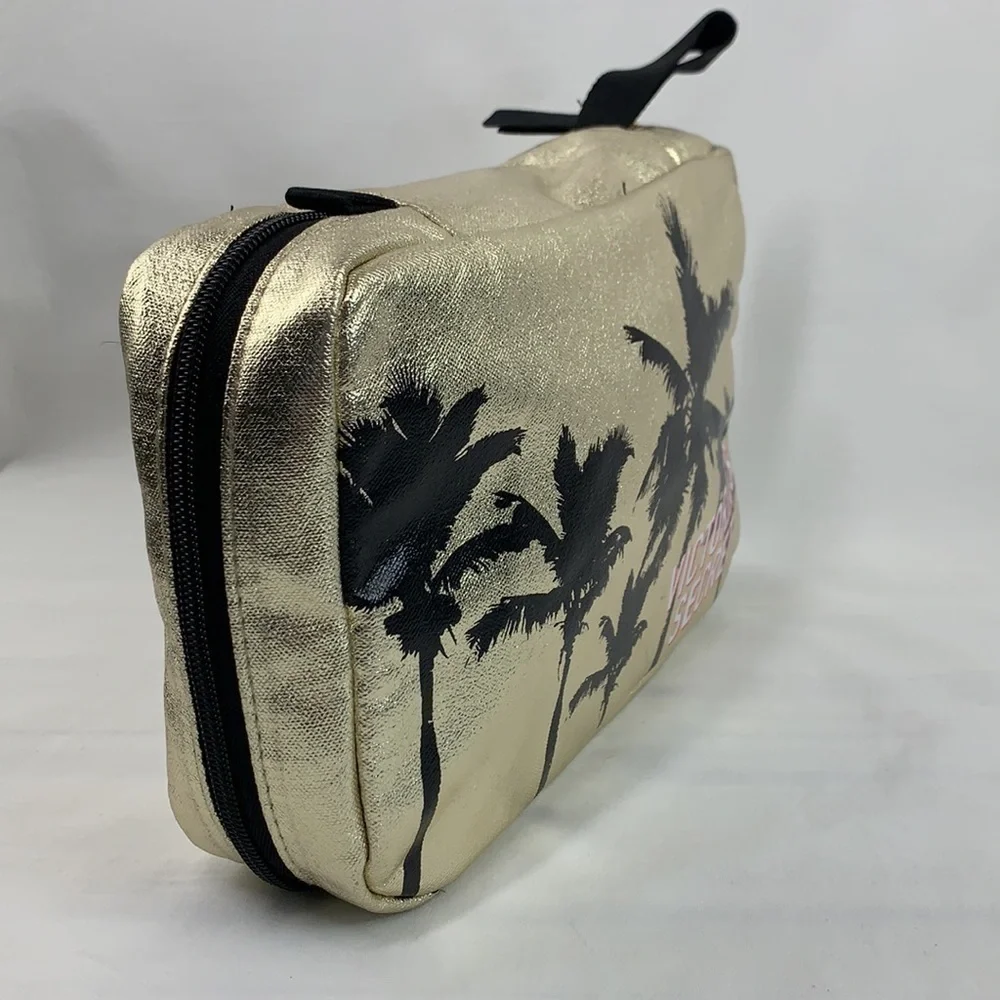 Victoria’s Secret Hanging Cosmetics Bag - LA Vibe, Gold/Black, 10” x 7”